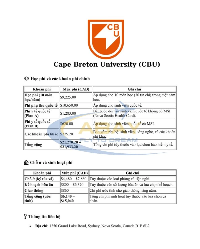 Trường đại học Cape Breton – Điều kiện, chi phí mới nhất!